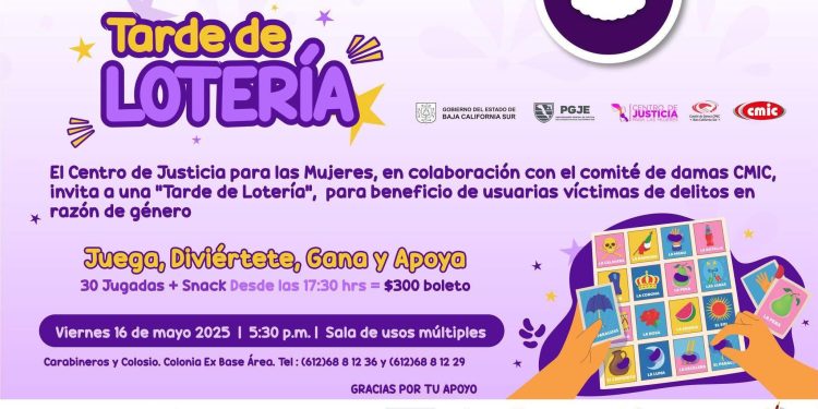 INVITA CJM A PARTICIPAR EN LA TARDE DE LOTERÍA EN BENEFICIO DE MUJERES VÍCTIMAS DE VIOLENCIA