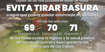 HASTA 33 MIL PESOS DE MULTA POR ARROJAR BASURA EN VIA PÚBLICA DE LOS CABOS