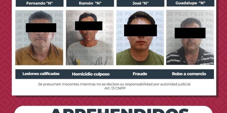 APREHENDE PGJE A 4 PERSONAS IMPUTADAS POR DIVERSOS DELITOS