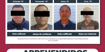 APREHENDE PGJE A 4 PERSONAS IMPUTADAS POR DIVERSOS DELITOS