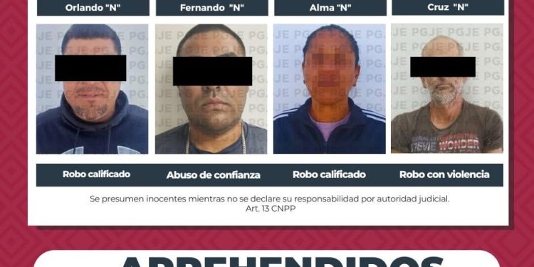 APREHENDE PGJE A 4 PERSONAS IMPUTADAS POR DIVERSOS DELITOS