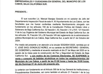 LEY SECA EL 01 DE JUNIO: INSPECCIÓN FISCAL LOS CABOS