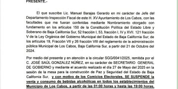 LEY SECA EL 01 DE JUNIO: INSPECCIÓN FISCAL LOS CABOS