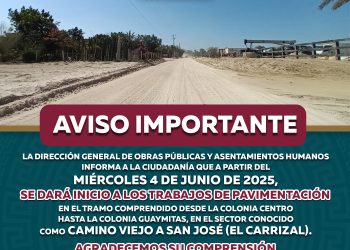 ANUNCIAN CIERRE TEMPORAL DE CALLE CAMINO VIEJO A SAN JOSÉ POR TRABAJOS DE PAVIMENTACIÓN