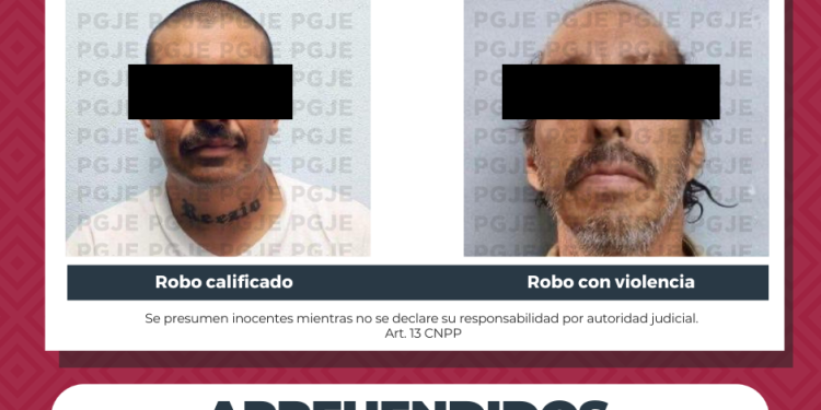 APREHENDE PGJE A DOS PERSONAS POR DIVERSOS DELITOS