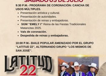 ANUNCIAN PROGRAMACIÓN OFICIAL DE LAS FIESTAS TRADICIONALES ZACATAL–MATANCITAS 2025