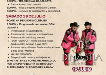 ANUNCIAN PROGRAMA OFICIAL DE LAS FIESTAS TRADICIONALES ÁNIMAS BAJAS 2025