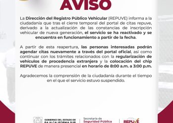 ANUNCIA REPUVE REAPERTURA DEL PORTAL DE TRÁMITES DE REGULARIZACIÓN VEHICULAR