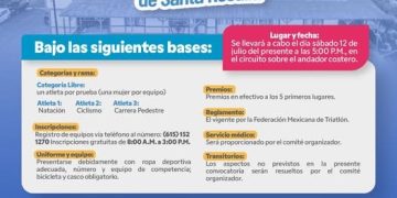 INVITA AYUNTAMIENTO DE MULEGÉ A PARTICIPAR EN TRIATLÓN POR EL 140° ANIVERSARIO DE SANTA ROSALÍA