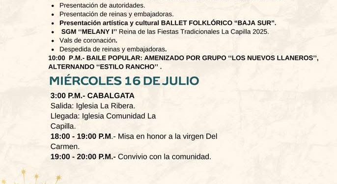 TODO LISTO PARA LAS FIESTAS TRADICIONALES LA CAPILLA 2025