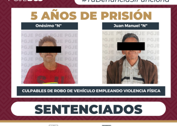 OBTIENE SENTENCIA DE 5 AÑOS 4 MESES DE PRISIÓN PARA 2 CULPABLES DE ROBO DE VEHÍCULO CON VIOLENCIA EN CIUDAD CONSTITUCIÓN