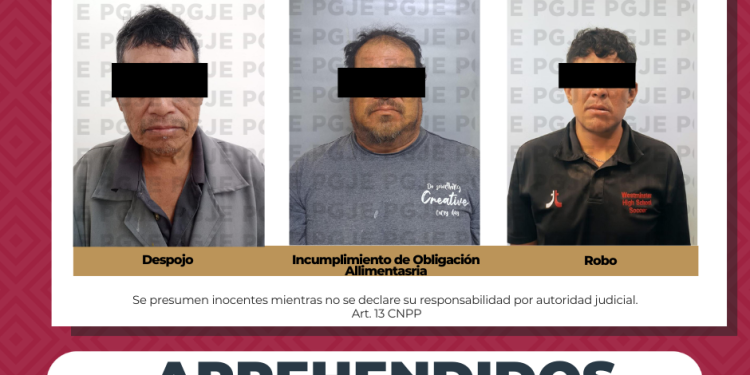CUMPLIMENTA PGJE ÓRDENES DE APREHENSIÓN POR DELITOS INCUMPLIMIENTO DE LA OBLIGACIÓN ALIMENTARIA DESPOJO  Y ROBO CALIFICADO