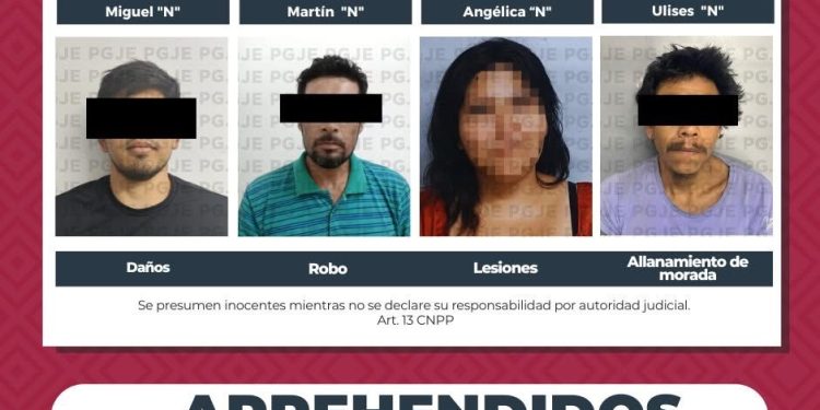 APREHENDE PGJE A 4 PERSONAS IMPUTADAS POR DIVERSOS DELITOS