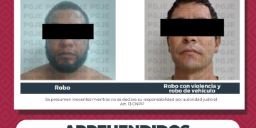 APREHENDE PGJE A DOS PERSONAS POR DELITO DE ROBO