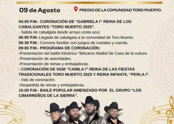 SE PREPARA COMUNIDAD DE TORO MUERTO PARA CELEBRAR SUS FIESTAS TRADICIONALES 2025