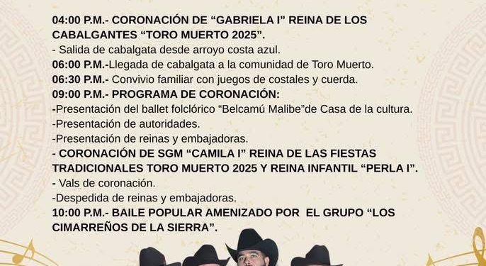 SE PREPARA COMUNIDAD DE TORO MUERTO PARA CELEBRAR SUS FIESTAS TRADICIONALES 2025