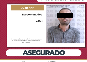 DETIENE PGJE A UN HOMBRE EN POSESIÓN DE MIL 950 DOSIS DE DROGA EN LA PAZ