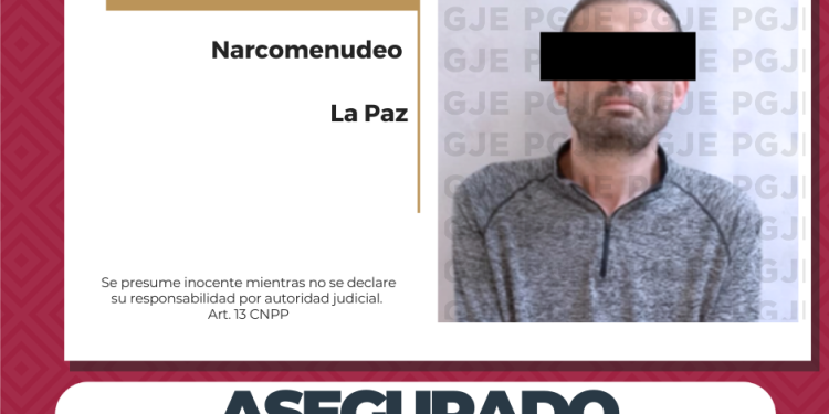 DETIENE PGJE A UN HOMBRE EN POSESIÓN DE MIL 950 DOSIS DE DROGA EN LA PAZ
