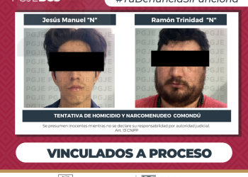 POR HOMICIDIO DOLOSO EN GRADO DE TENTATIVA ACABADA Y DELITO CONTRA LA SALUD OBTIENE PGJE VINCULACIÓN A PROCESO DE RAMÓN TRINIDAD “N” Y JESÚS MANUEL “N” EN COMONDÚ