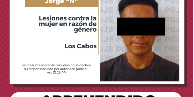 APREHENDE PGJE A IMPUTADO POR LESIONES CONTRA LA MUJER EN RAZÓN DE GÉNERO