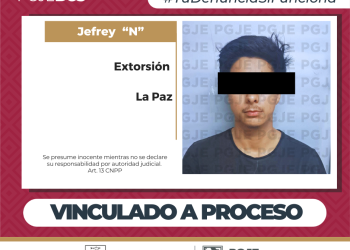 OBTIENE PGJE VINCULACIÓN A PROCESO CONTRA PROBABLE RESPONSABLE DE EXTORSIÓN EN AGRAVIO DE UNA JOYERÍA EN LA PAZ