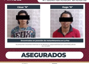 DETIENE PGJE A DOS PERSONAS Y ASEGURA  DROGA Y VEHÍCULO EN LA PAZ