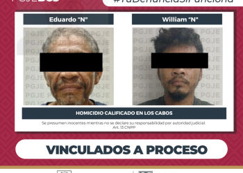 OBTIENE PGJE VINCULACIÓN A PROCESO CONTRA DOS HOMBRES POR HOMICIDIO CALIFICADO EN CABO SAN LUCAS