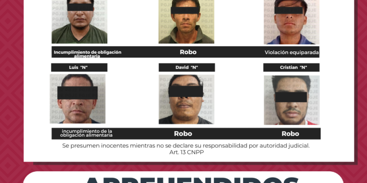 ASEGURA PGJE A SEIS IMPUTADOS POR DIVERSOS DELITOS