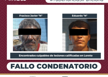 OBTIENE PGJE TRES FALLOS CONDENATORIOS CONTRA CULPABLES DE LESIONES CALIFICADAS EN LORETO