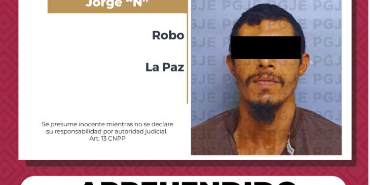 CUMPLIMENTA PGJE ORDEN DE APREHENSIÓN CONTRA IMPUTADO POR ROBO