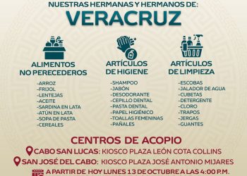 CONVOCA AYUNTAMIENTO DE LOS CABOS A COLECTA SOLIDARIA EN APOYO A FAMILIAS DE VERACRUZ