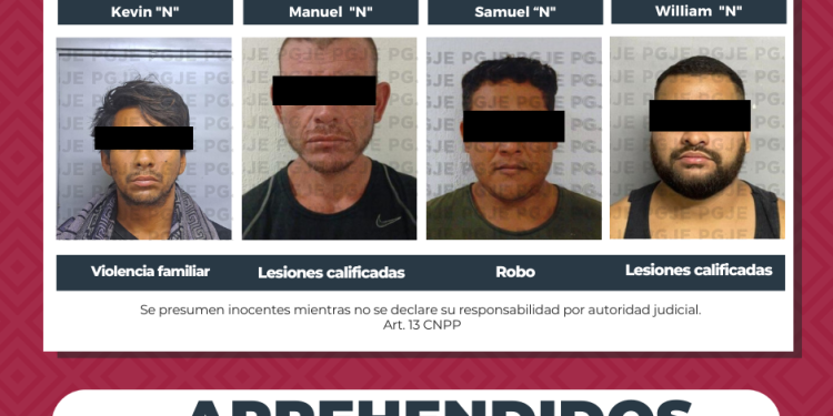 APREHENDE PGJE A 4 PERSONAS IMPUTADAS POR DIVERSOS DELITOS