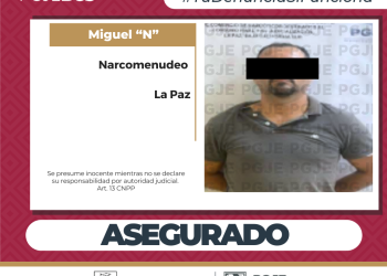 ASEGURA PGJE A HOMBRE CON MÁS DE 2 MIL DOSIS DE DROGA EN LA PAZ