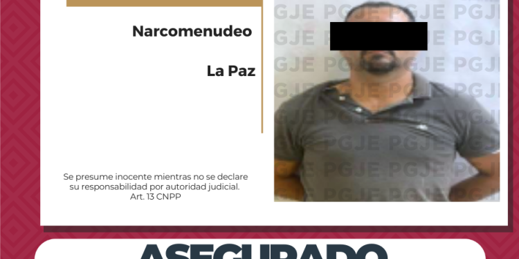ASEGURA PGJE A HOMBRE CON MÁS DE 2 MIL DOSIS DE DROGA EN LA PAZ