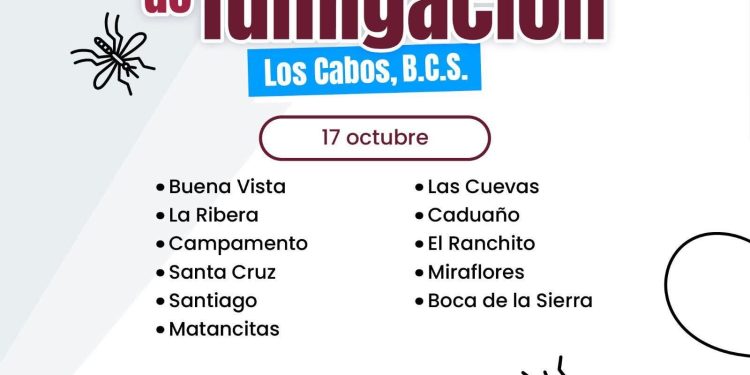 ESTE VIERNES REALIZARÁN JORNADA DE FUMIGACIÓN CONTRA EL DENGUE EN ZONA NORTE DE LOS CABOS
