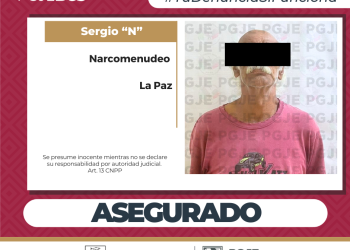 DETIENE PGJE A UN HOMBRE EN POSESIÓN DE MÁS DE MIL DOSIS DE METANFETAMINA EN LA PAZ