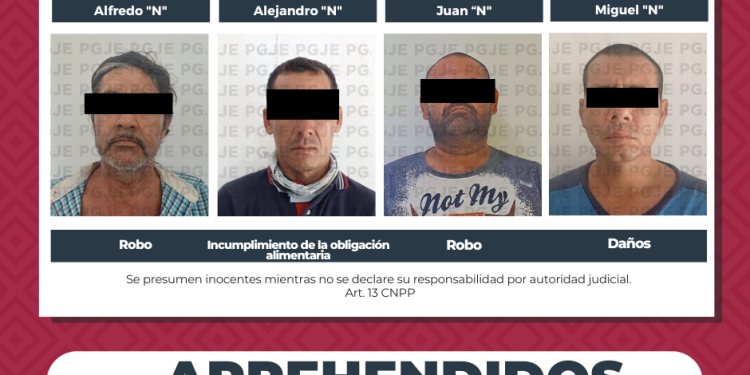 APREHENDE PGJE A 4 PERSONAS IMPUTADAS POR DIVERSOS DELITOS
