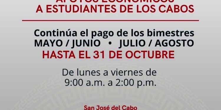CONTINÚA PAGO DE APOYOS ECONÓMICOS A ESTUDIANTES DE LOS CABOS