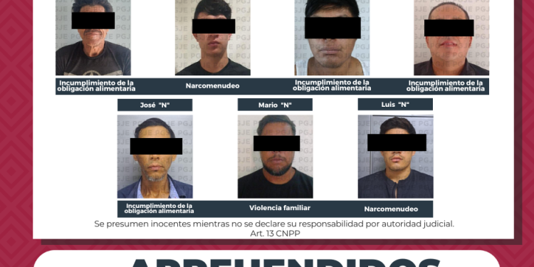 APREHENDE PGJE A 7 PERSONAS POR DIVERSOS DELITOS