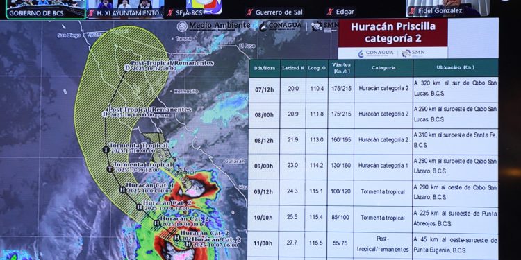 PERMANECE ATENTO EL CONSEJO ESTATAL DE PROTECCIÓN CIVIL DE BCS AL COMPORTAMIENTO DE “PRISCILLA”