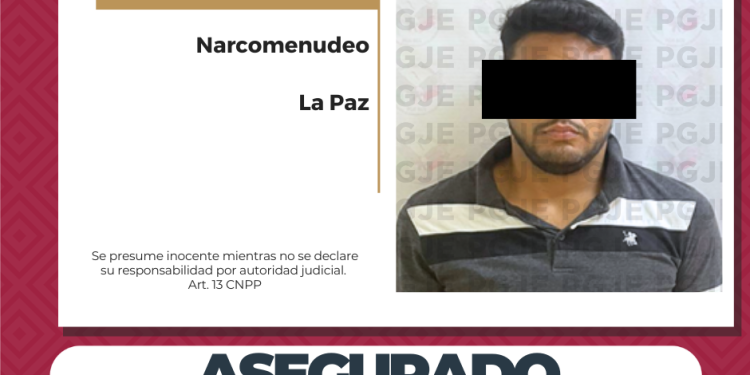DETIENE PGJE A JOVEN EN POSESIÓN DE NARCÓTICO EN LA COLONIA VALLE DEL MEZQUITE EN LA PAZ