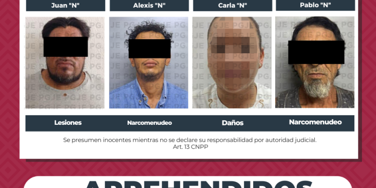 APREHENDE PGJE A 4 PERSONAS POR DIVERSOS DELITOS
