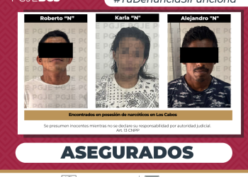 ASEGURA PGJE A TRES PERSONAS DROGA Y UN VEHÍCULO EN LOS CABOS