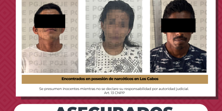 ASEGURA PGJE A TRES PERSONAS DROGA Y UN VEHÍCULO EN LOS CABOS