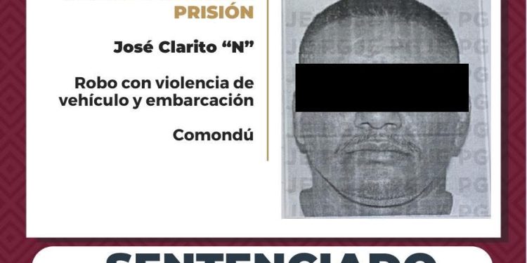 OBTIENE PGJE SENTENCIA DE MÁS DE 6 AÑOS DE PRISIÓ CONTRA “EL BENY” POR ROBO DE VEHÍCULO Y EMBARCACIÓN EN COMONDÚ