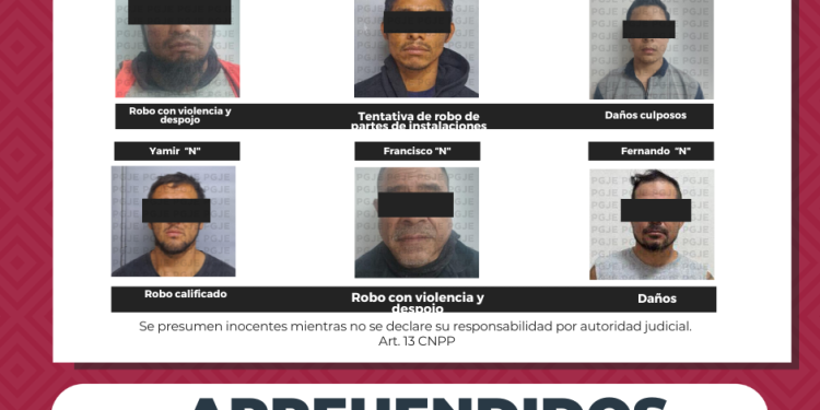 APREHENDE PGJE A 6 PERSONAS POR DIVERSOS DELITOS
