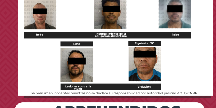 APREHENDE PGJE A 5 HOMBRES POR DIVERSOS DELITOS
