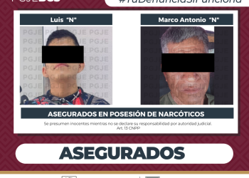 ASEGURA PGJE DROGA Y DETIENE A DOS HOMBRES EN OPERATIVO EFECTUADO EN LA PAZ Y LOS CABOS