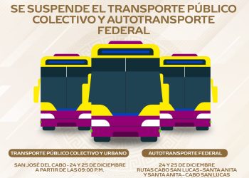 ANUNCIAN HORARIOS ESPECIALES DEL TRANSPORTE PÚBLICO POR PERIODO DECEMBRINO EN LOS CABOS