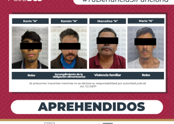 APREHENDE PGJE A 4 HOMBRES POR DIVERSOS DELITOS